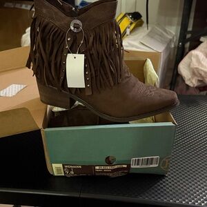 Roper Brown Fringe Ankle Boots